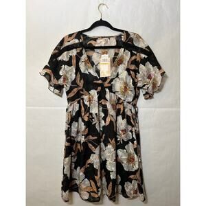 BOG Collective Flutter Sleeve Mini Dress Womens Small Multicolor Fairy NWT